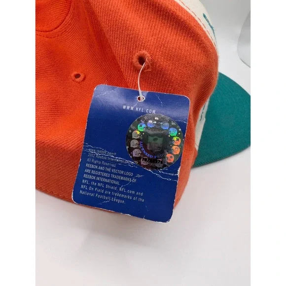 Deadstock Vtg Miami Dolphins Reebok Hat Men 7 1/2 NFL On Field Football 2002 NWT